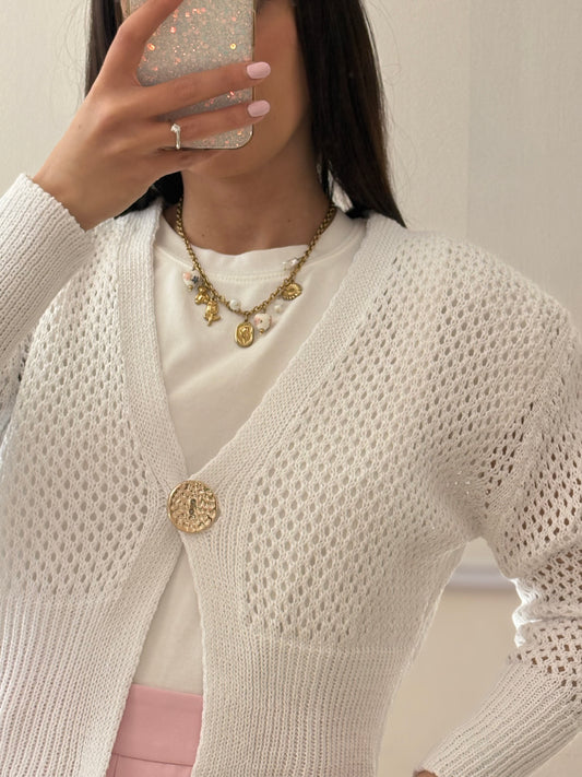 CARDIGAN TRAFORATO BIANCO
