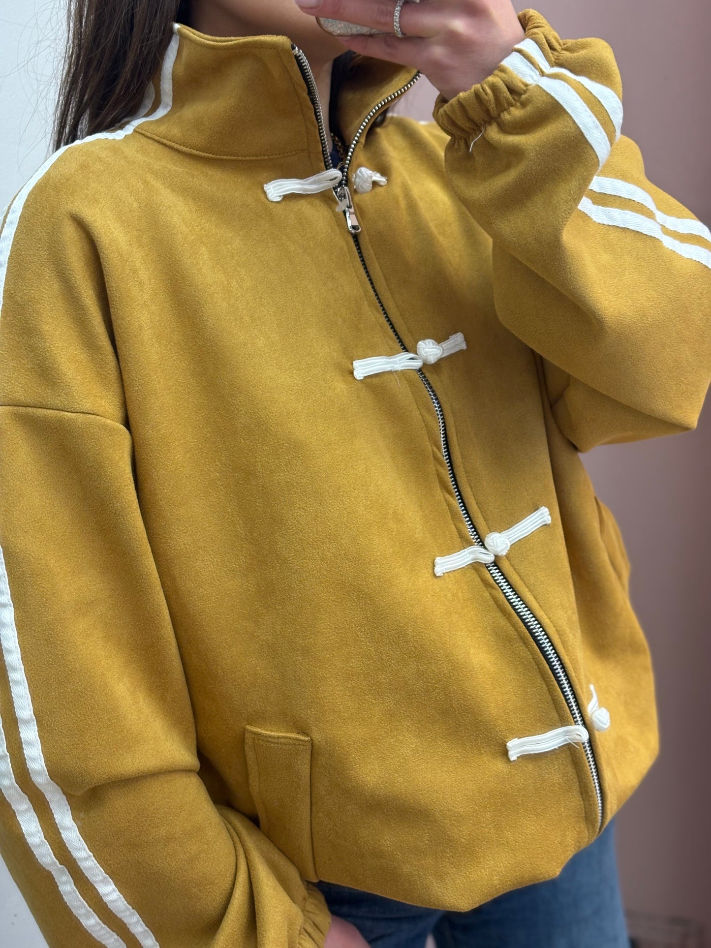 FELPA ZIP CON COLLO ALTO