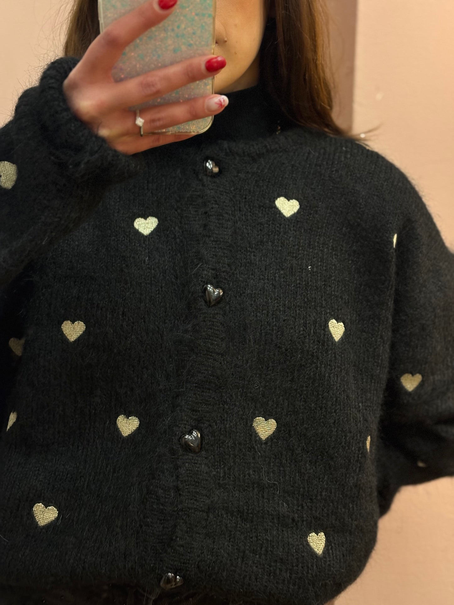 CARDIGAN NERO CUORI