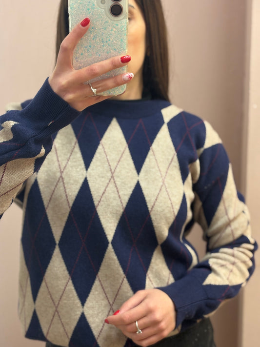 MAGLIONE A ROMBI BEIGE