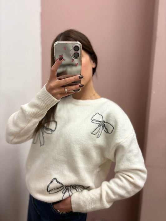 MAGLIONE FIOCCHI BIANCO