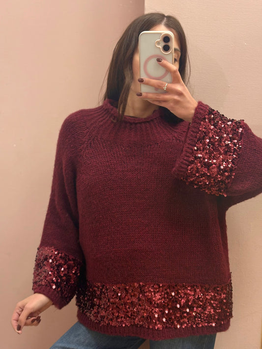 MAGLIONE STRASS BURGUNDY