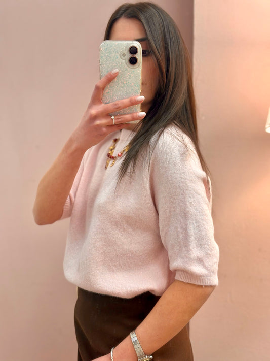 MAGLIONE ROSA MANICA CORTA
