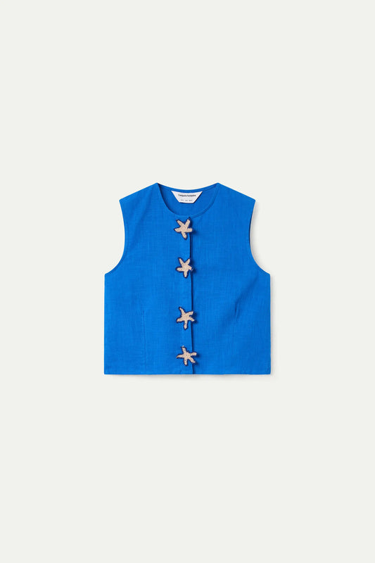 TOP AZZURRO CON STELLE