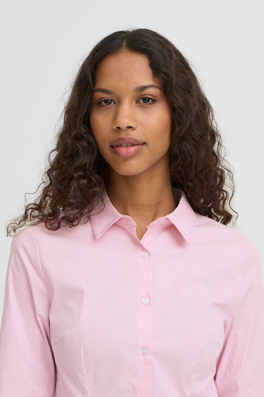 CAMICIA RIGHE ROSA ICHI