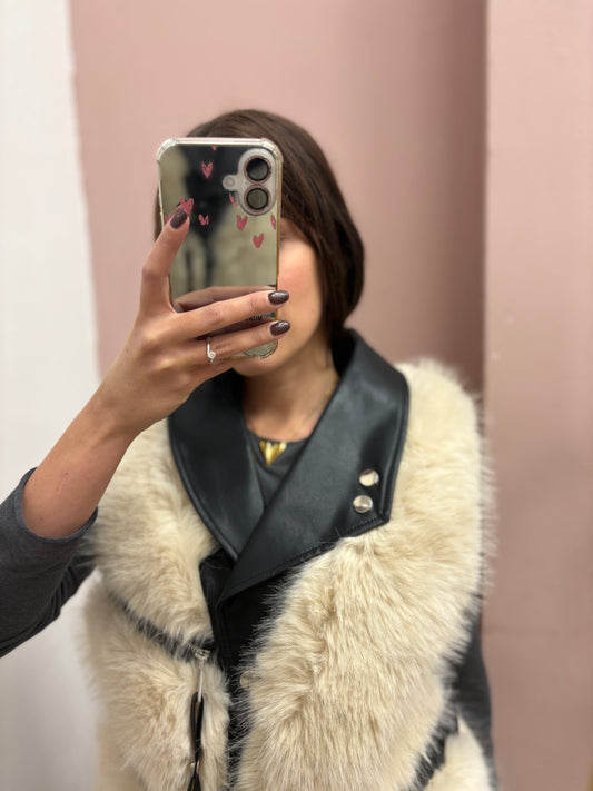 GIUBBINO SMANICATO EFFETTO PELLICCIA