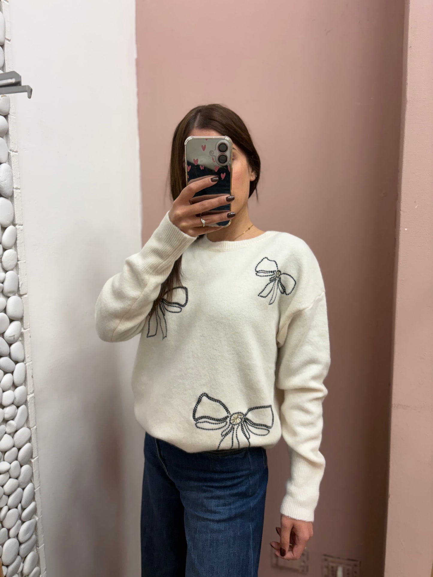 MAGLIONE FIOCCHI BIANCO