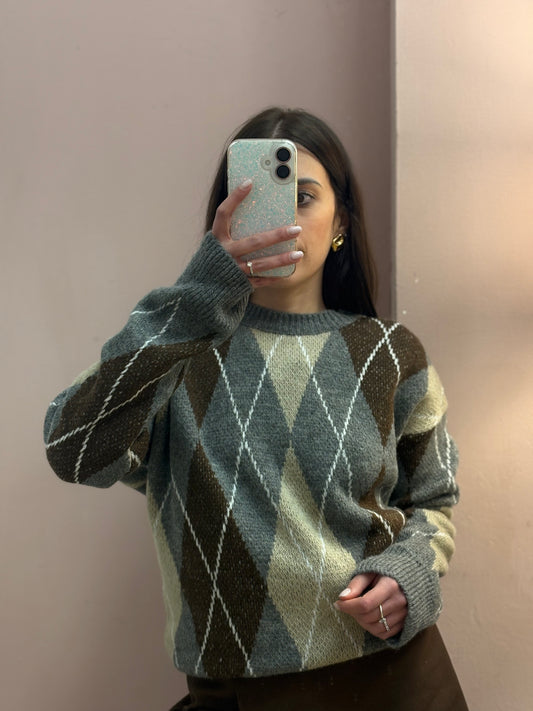 PULL ROMBI GRIGIO E MARRONE