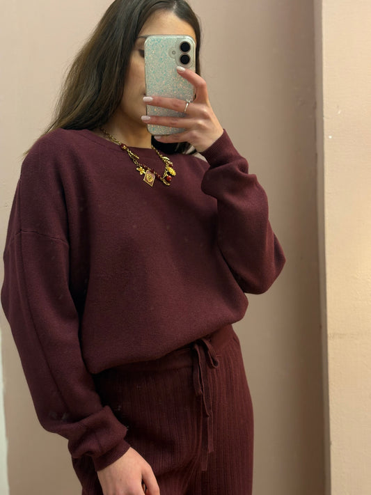 COORD SET IN MAGLIA BORDEAUX