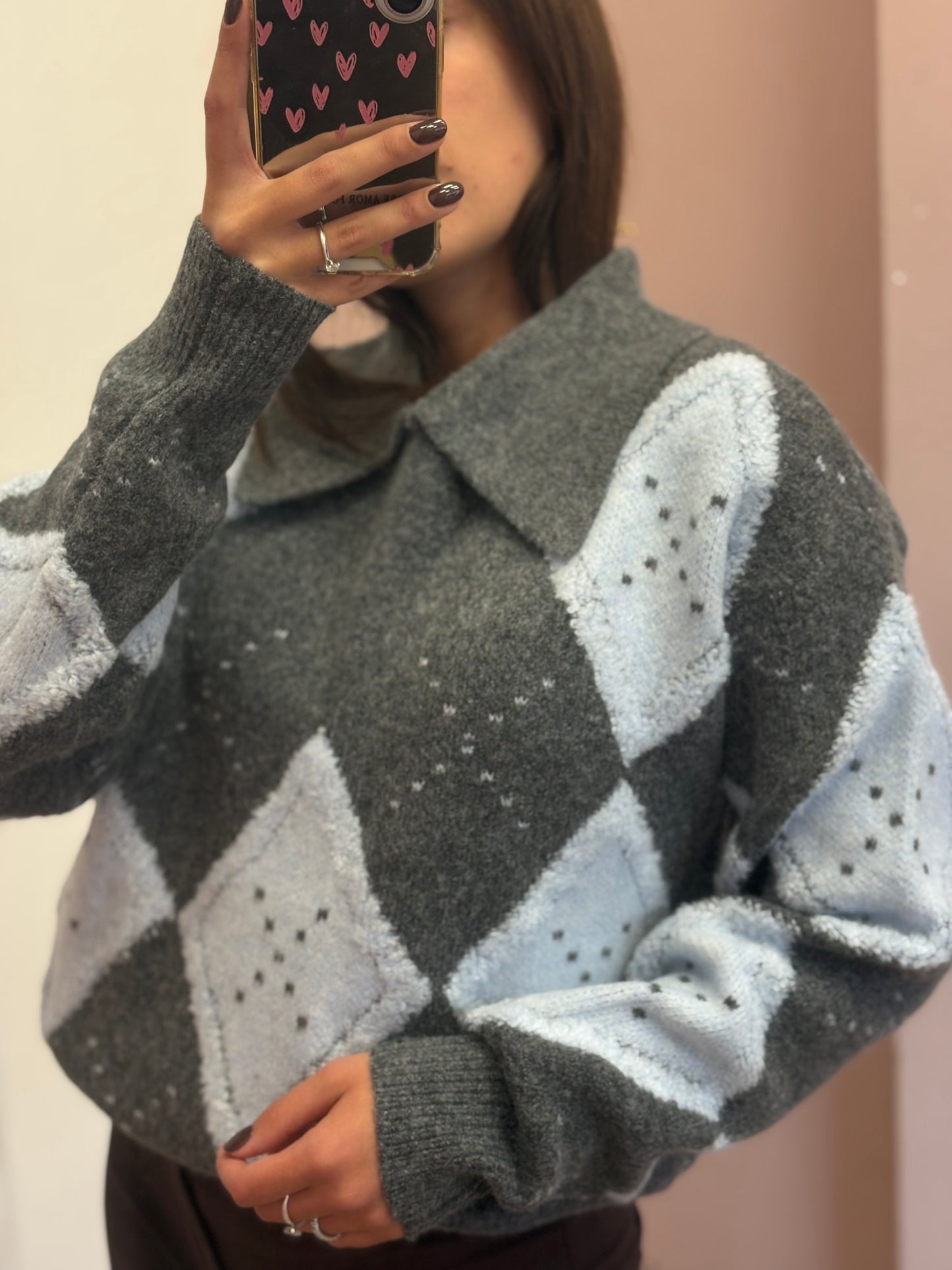 MAGLIONE ROMBI AZZURRO