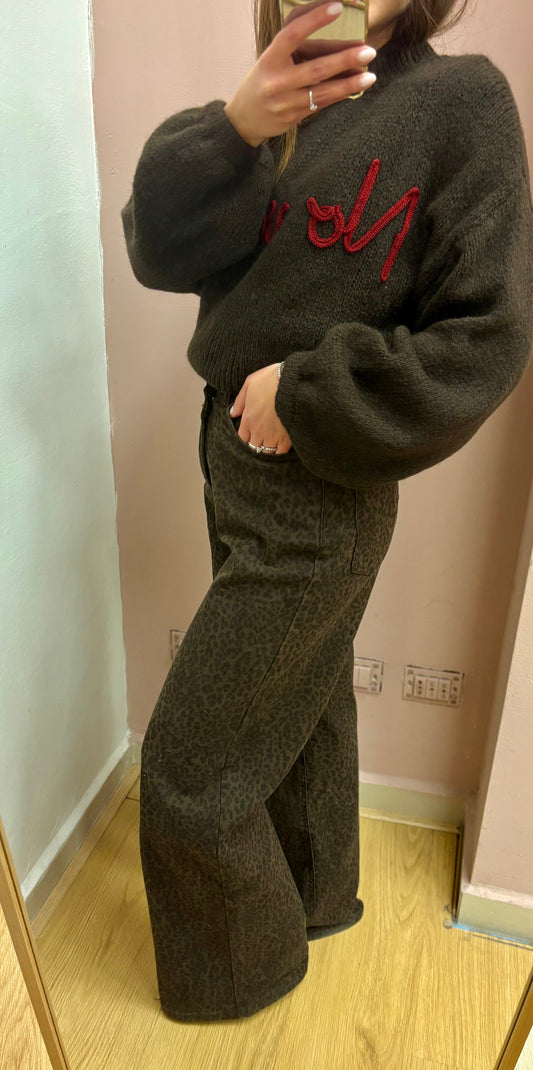 DENIM LEOPARDATO CIOCCOLATO