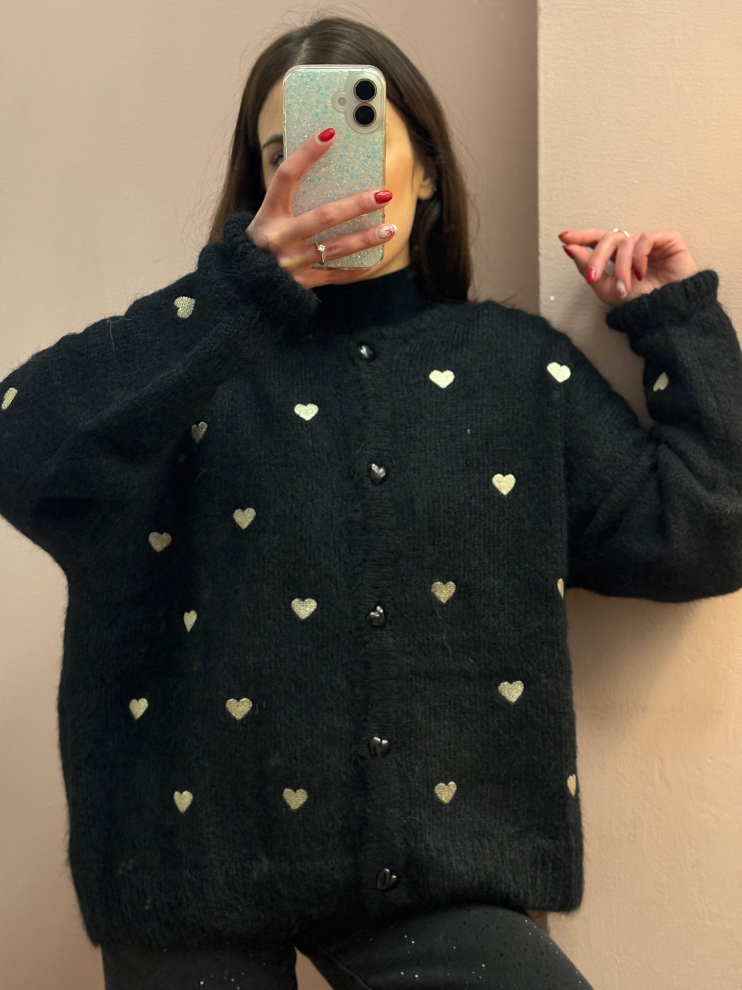 CARDIGAN NERO CUORI