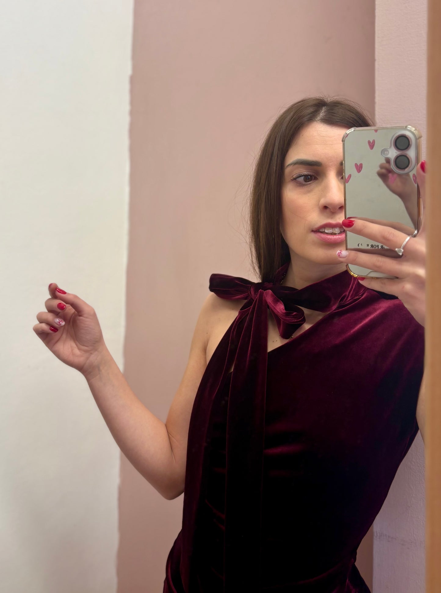 ABITO VELLUTO BORDEAUX