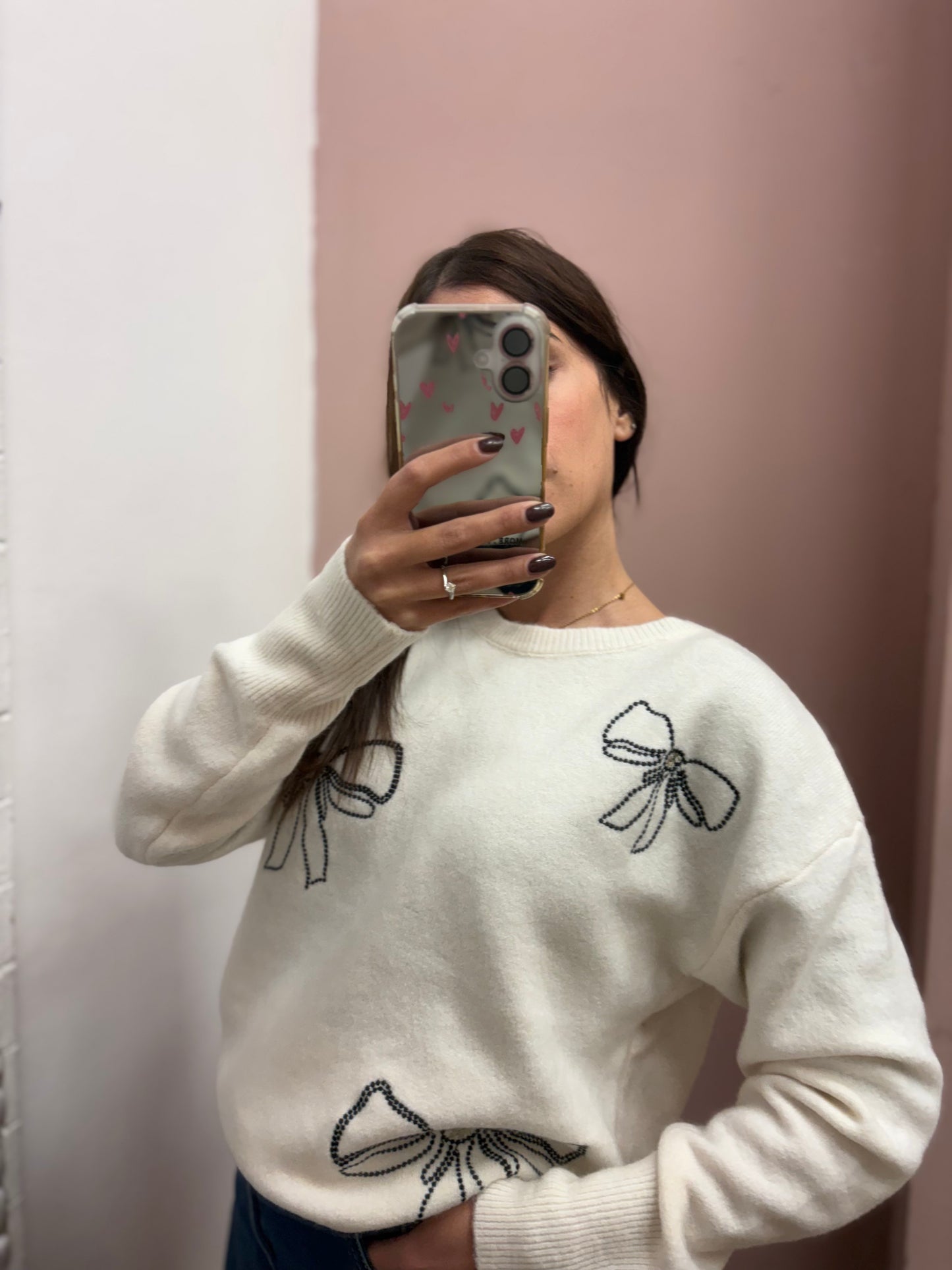 MAGLIONE FIOCCHI BIANCO