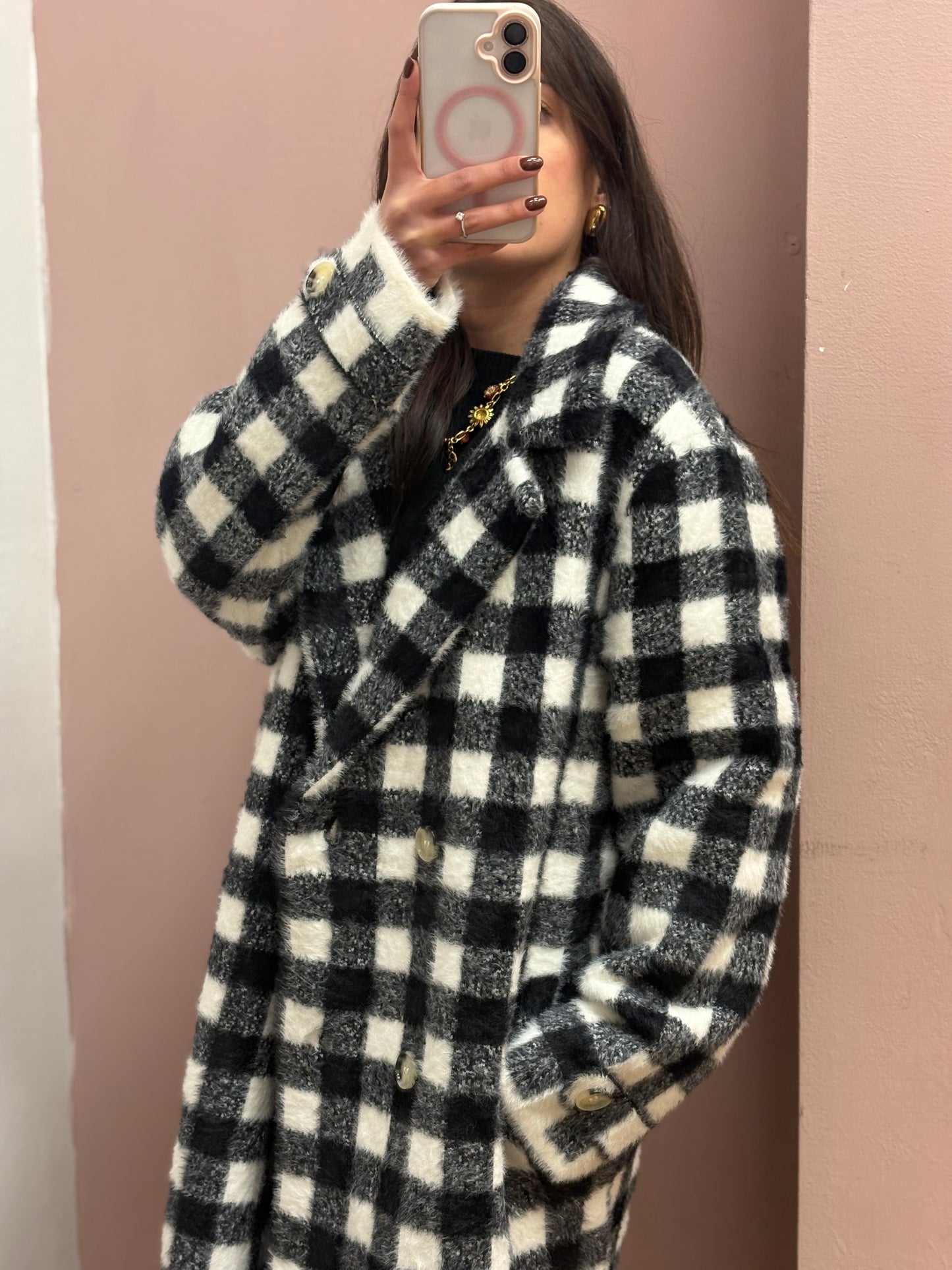 CAPPOTTO SCACCHI NERO