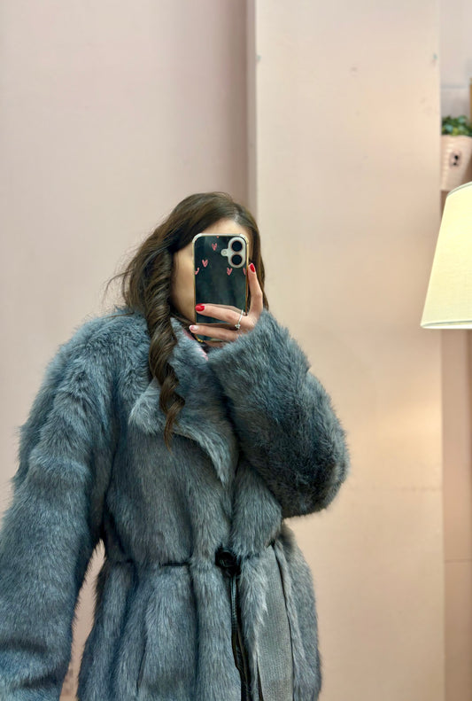 CAPPOTTO PELLICCIA GRIGIO