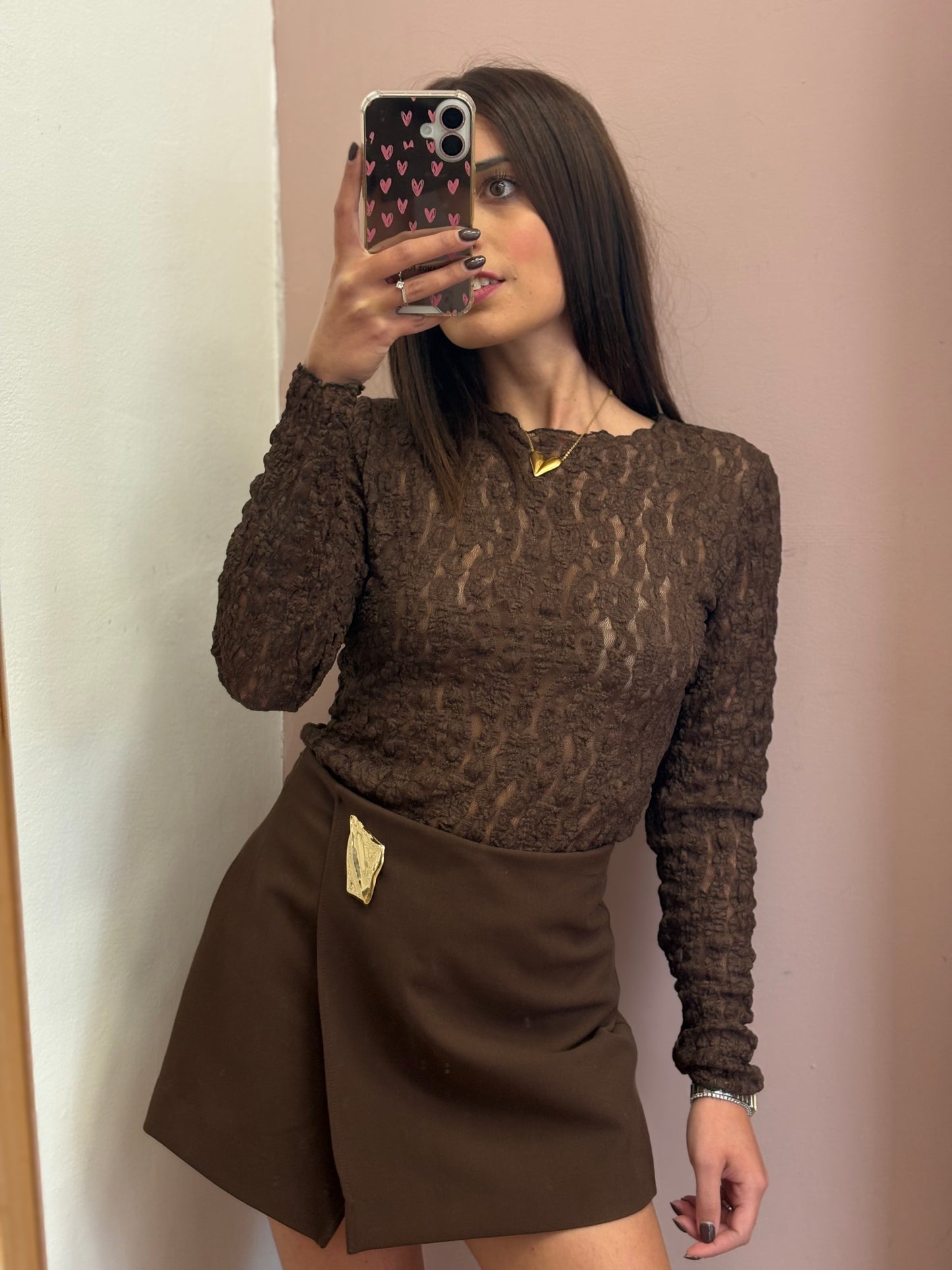 MAGLIA PIZZO MARRONE