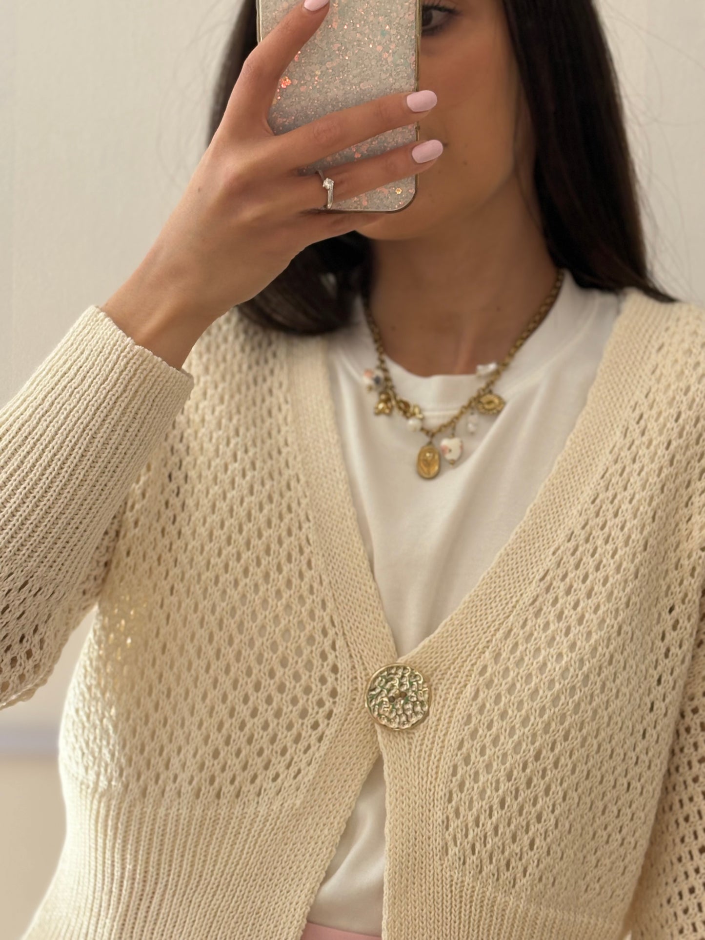 CARDIGAN TRAFORATO PANNA