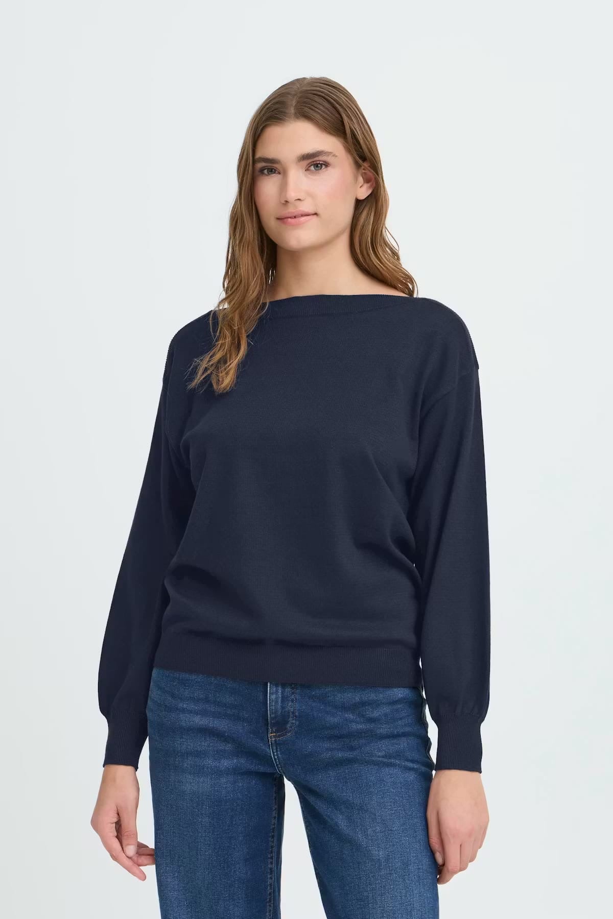 MAGLIA ICHI SCOLLO A BARCA BLU