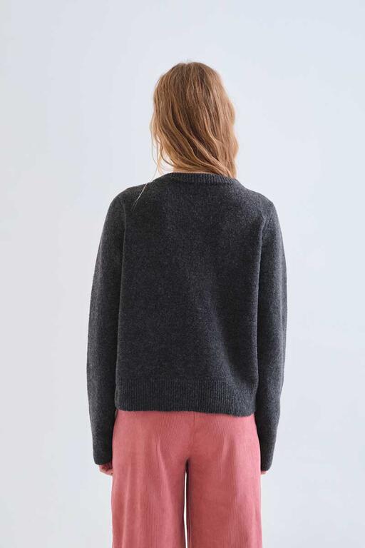 CARDIGAN GRIGIO CON BOTTONI ROSA