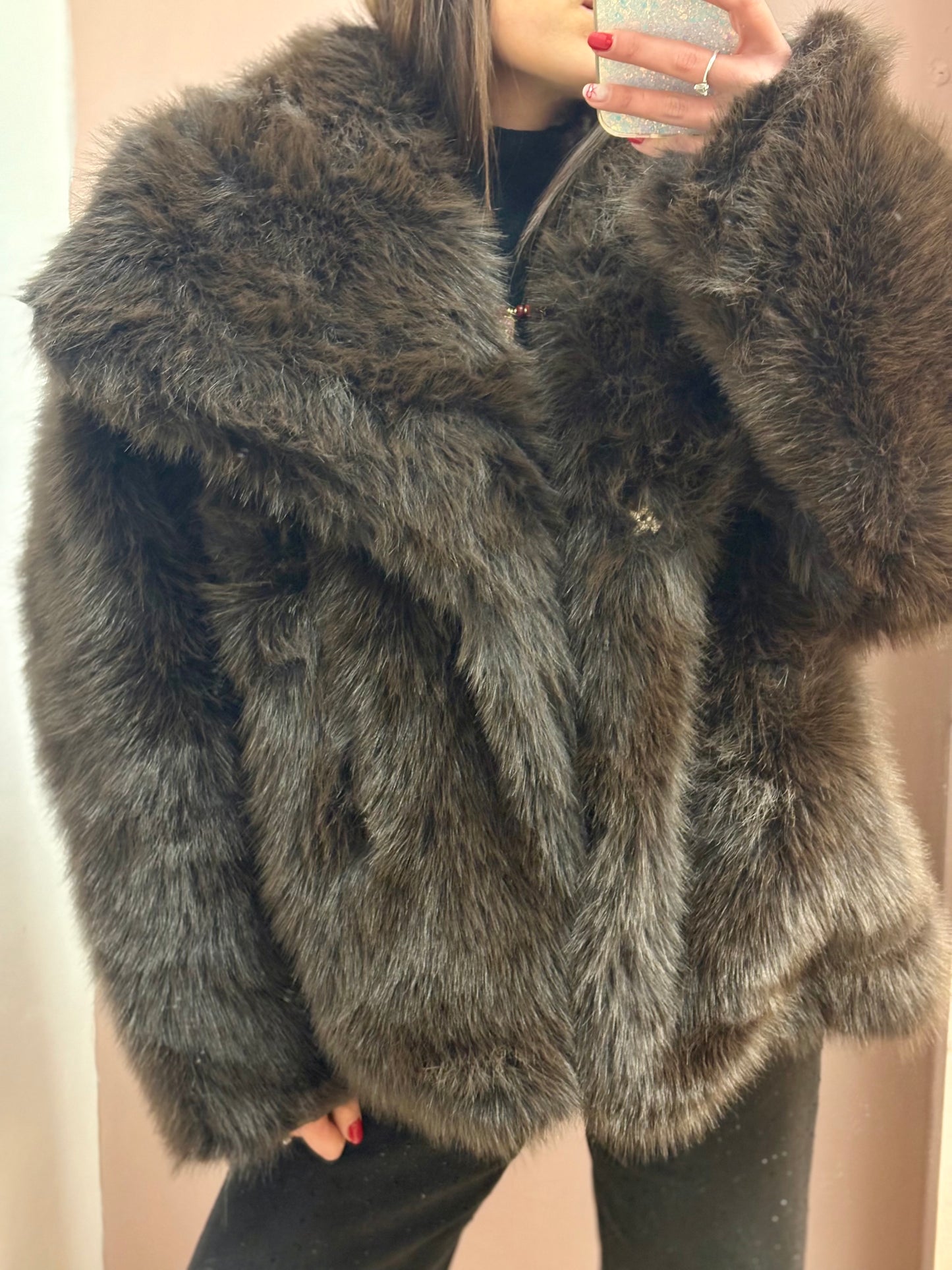 CAPPOTTO PELLICCIA CIOCCOLATO