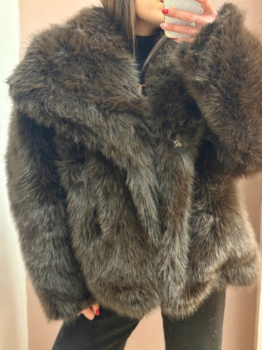 CAPPOTTO PELLICCIA CIOCCOLATO