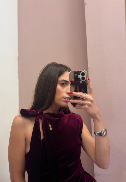 ABITO VELLUTO BORDEAUX