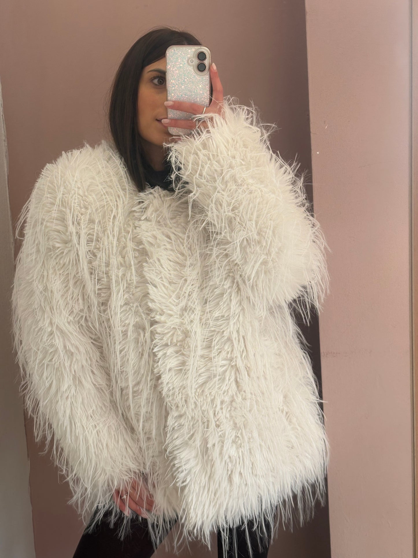 GIACCA PELLICCIA BIANCO LATTE