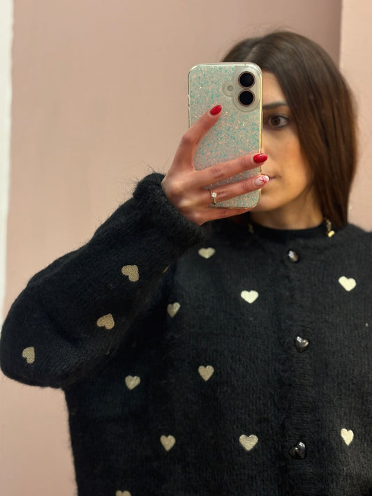 CARDIGAN NERO CUORI