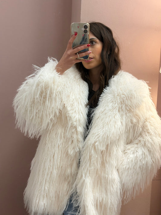 CAPPOTTO PELLICCIA BIANCA