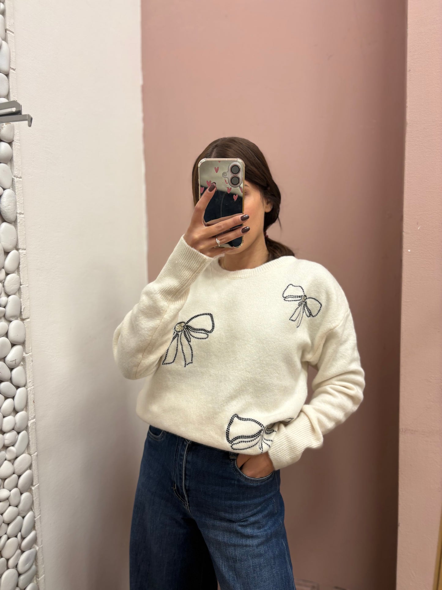 MAGLIONE FIOCCHI BIANCO