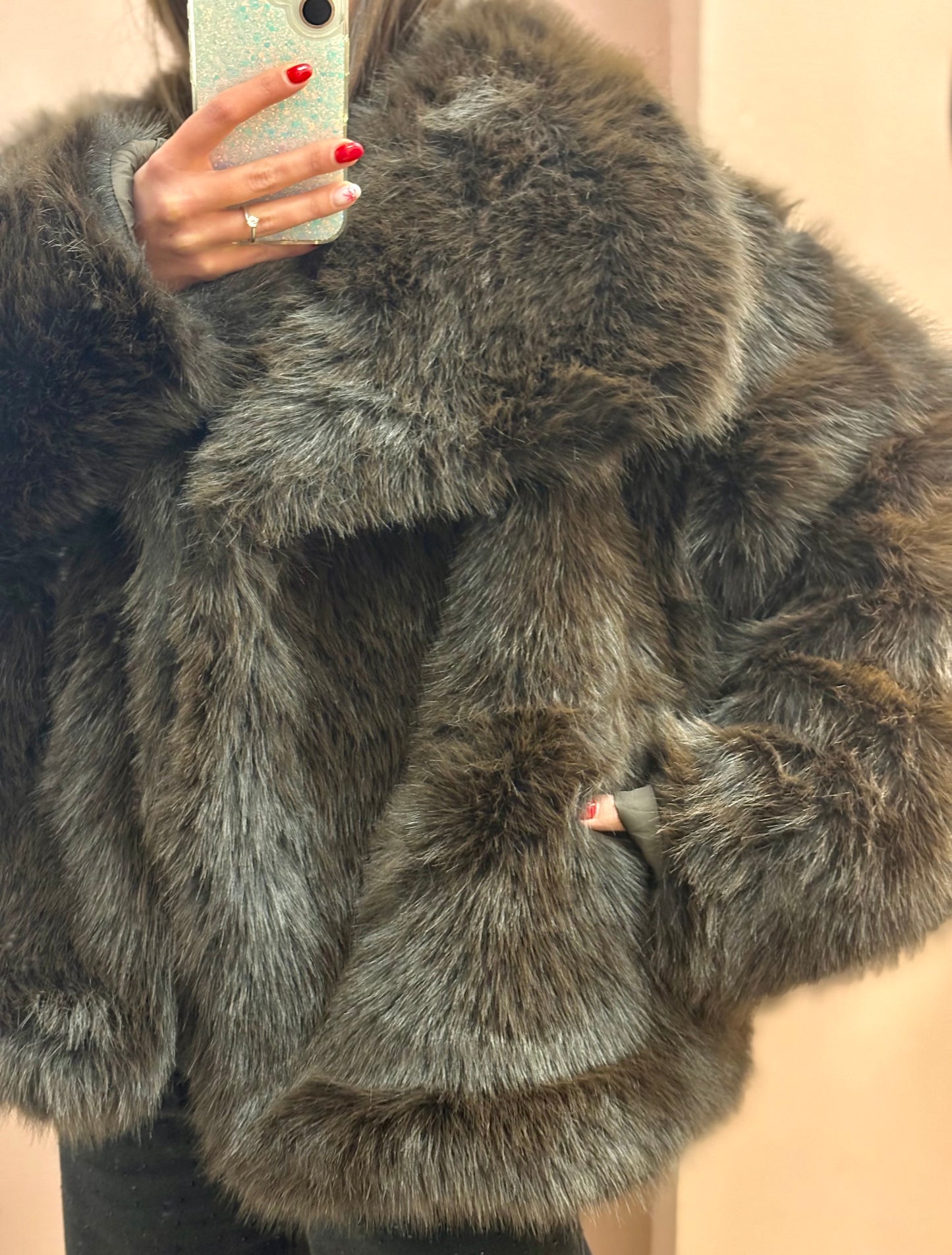 CAPPOTTO PELLICCIA CIOCCOLATO