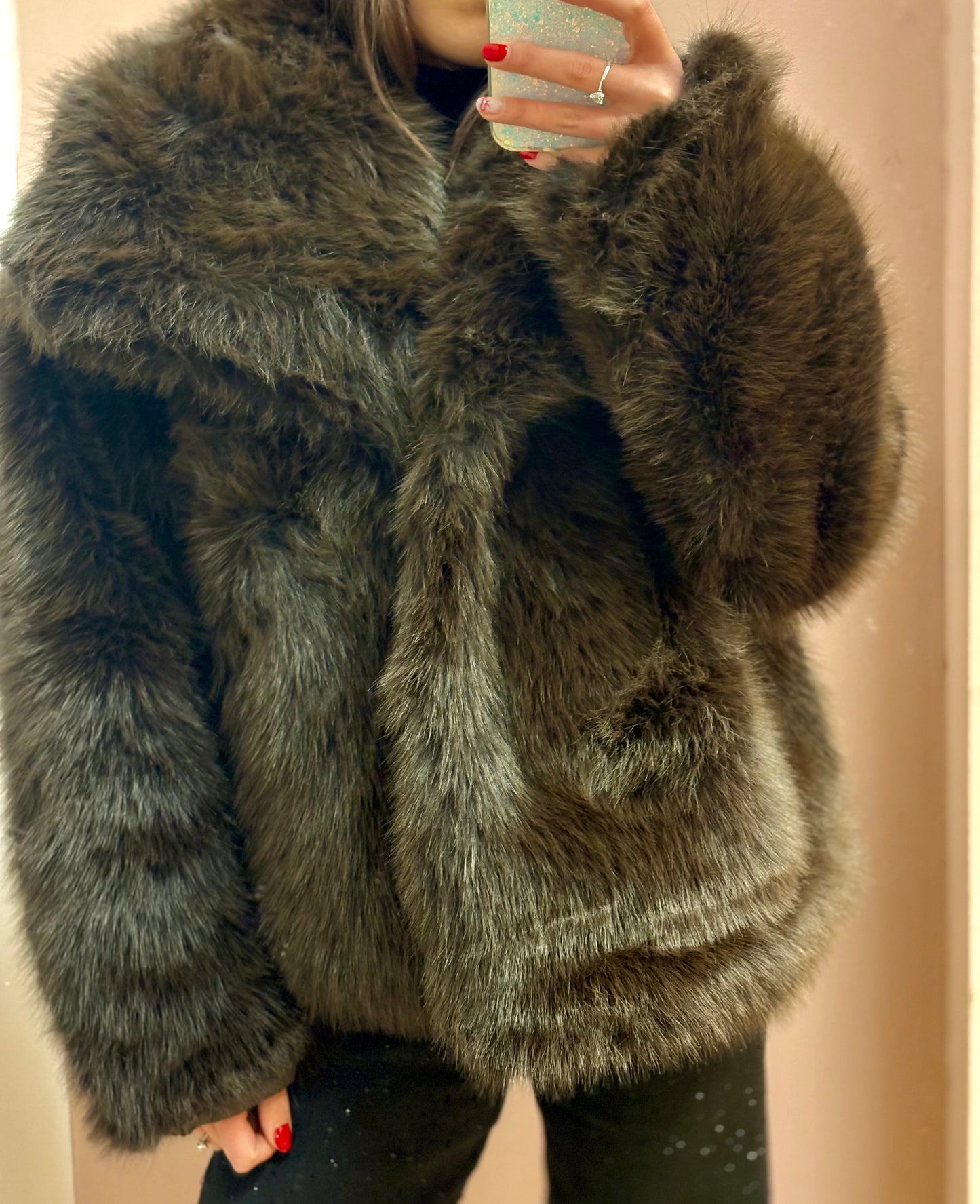 CAPPOTTO PELLICCIA CIOCCOLATO