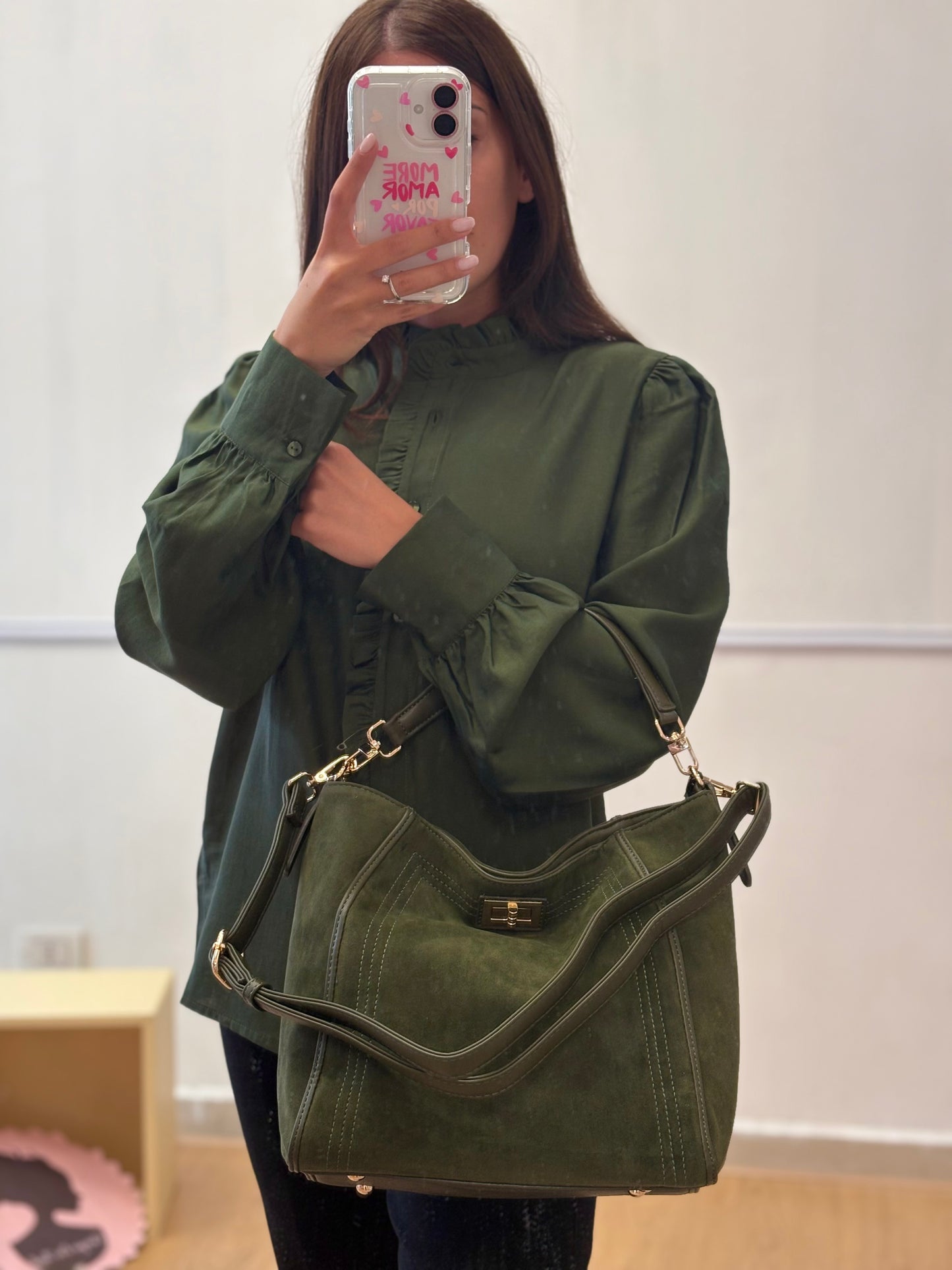 BORSA VERDE CAMOSCIO