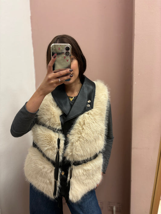 GIUBBINO SMANICATO EFFETTO PELLICCIA