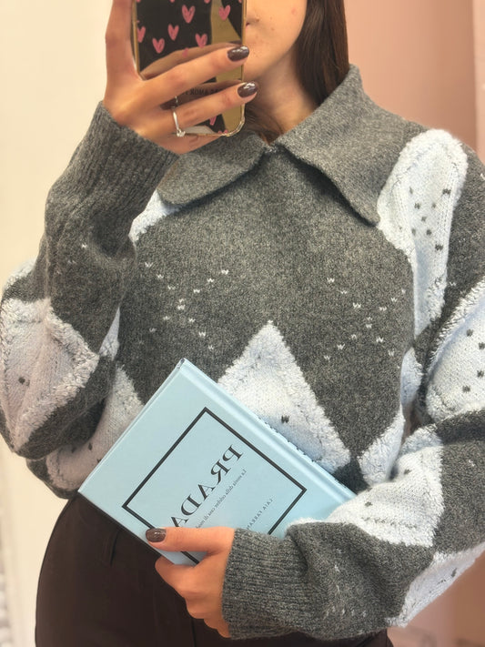 MAGLIONE ROMBI AZZURRO