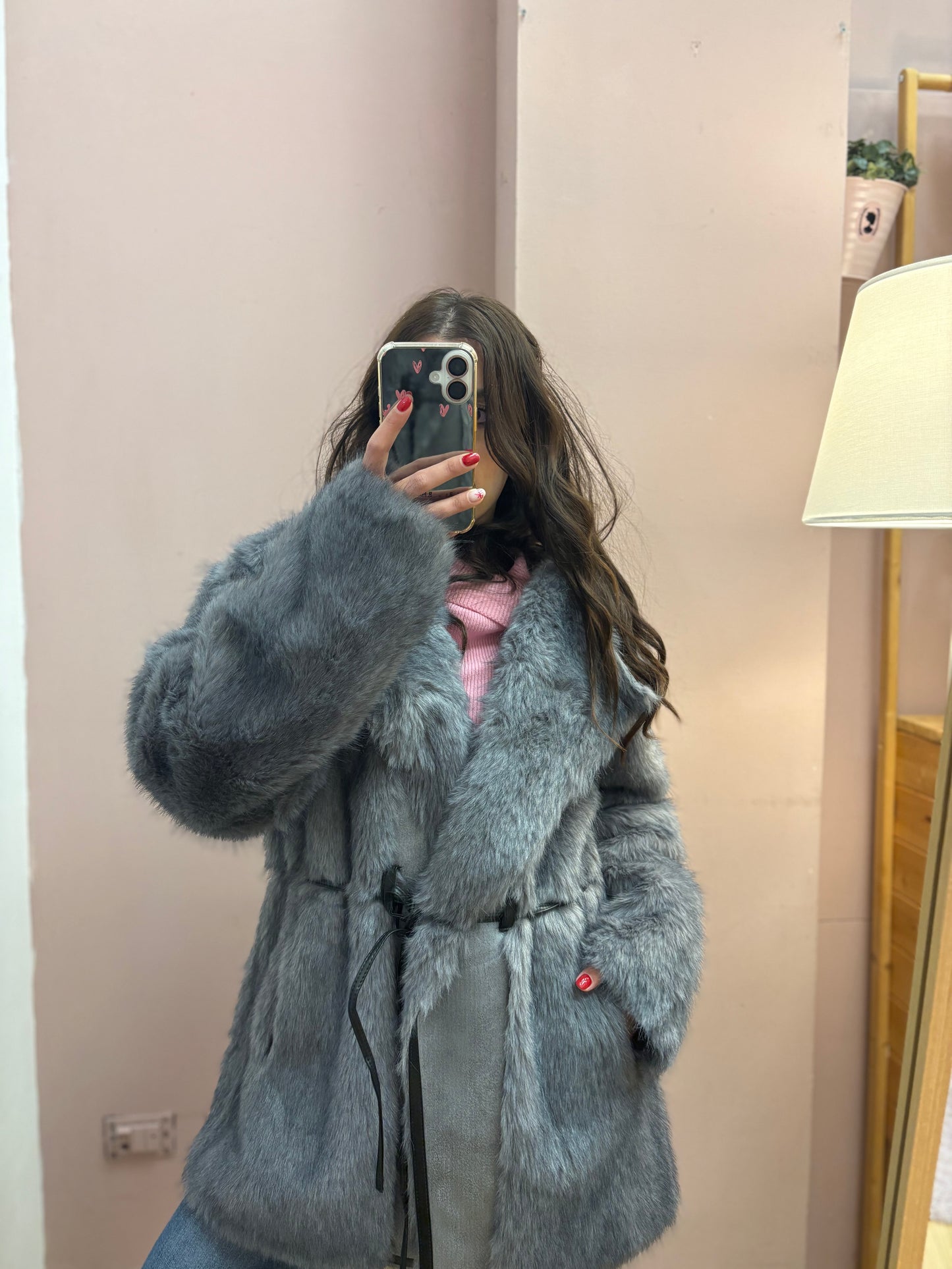 CAPPOTTO PELLICCIA GRIGIO