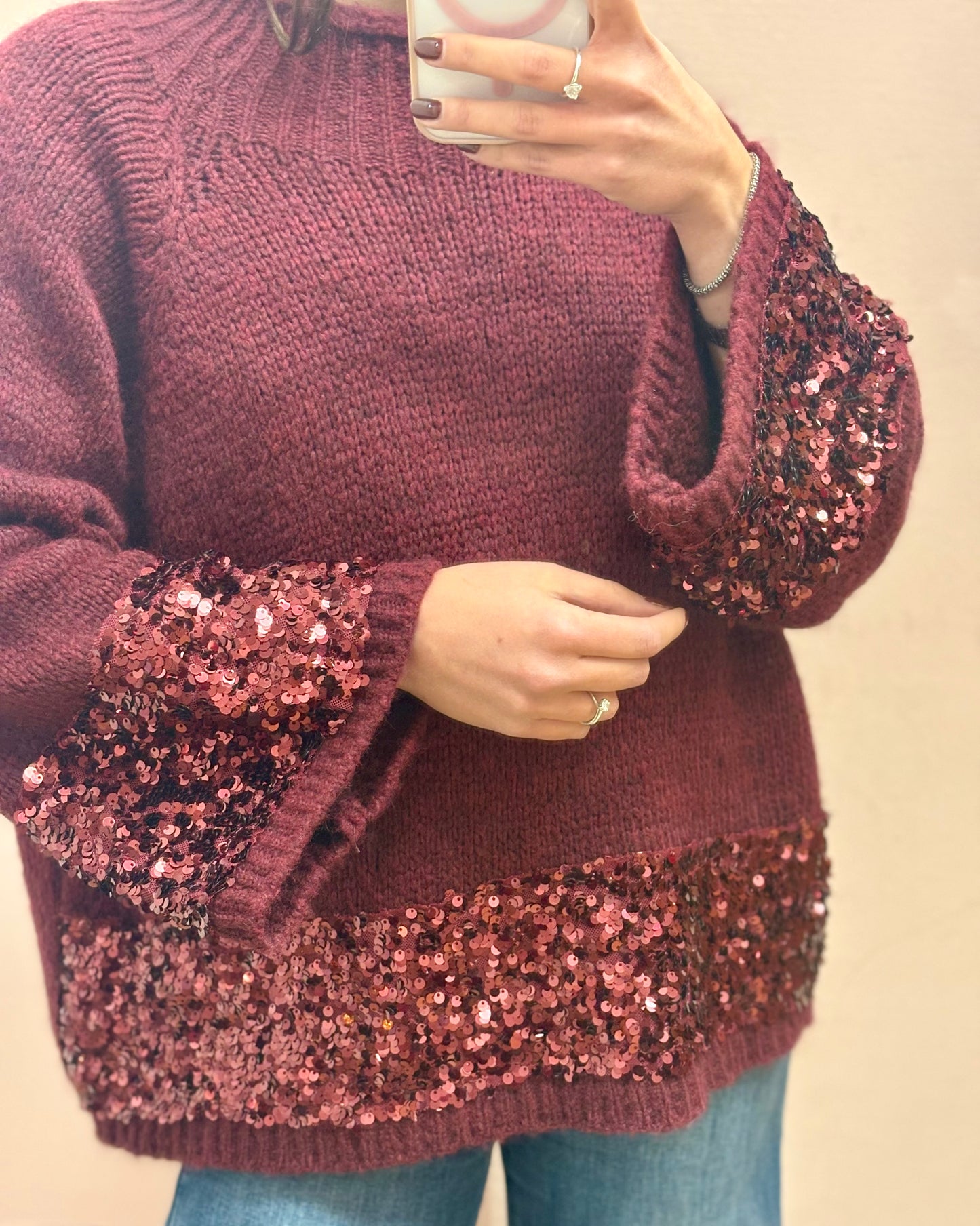 MAGLIONE STRASS BURGUNDY