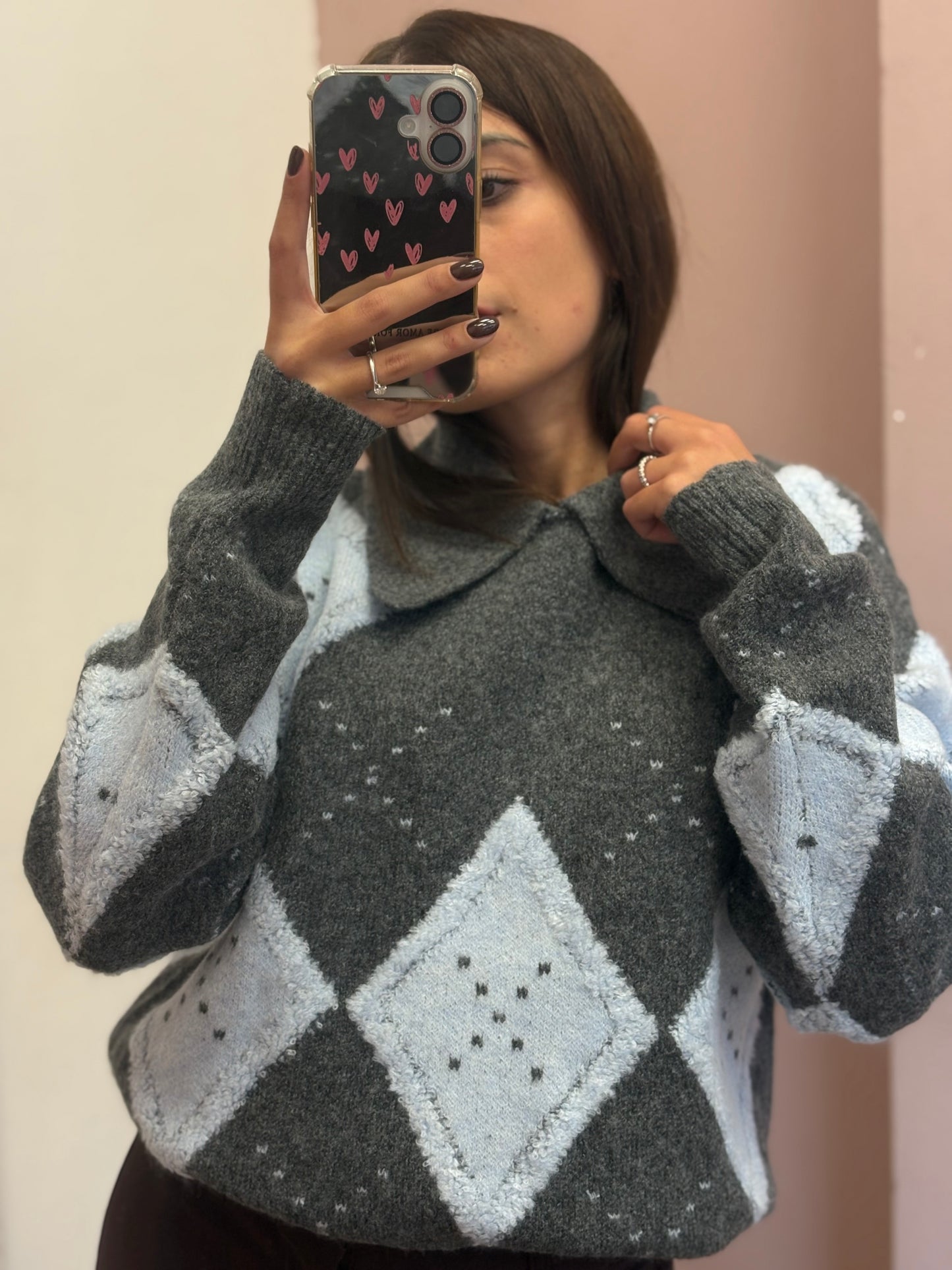 MAGLIONE ROMBI AZZURRO