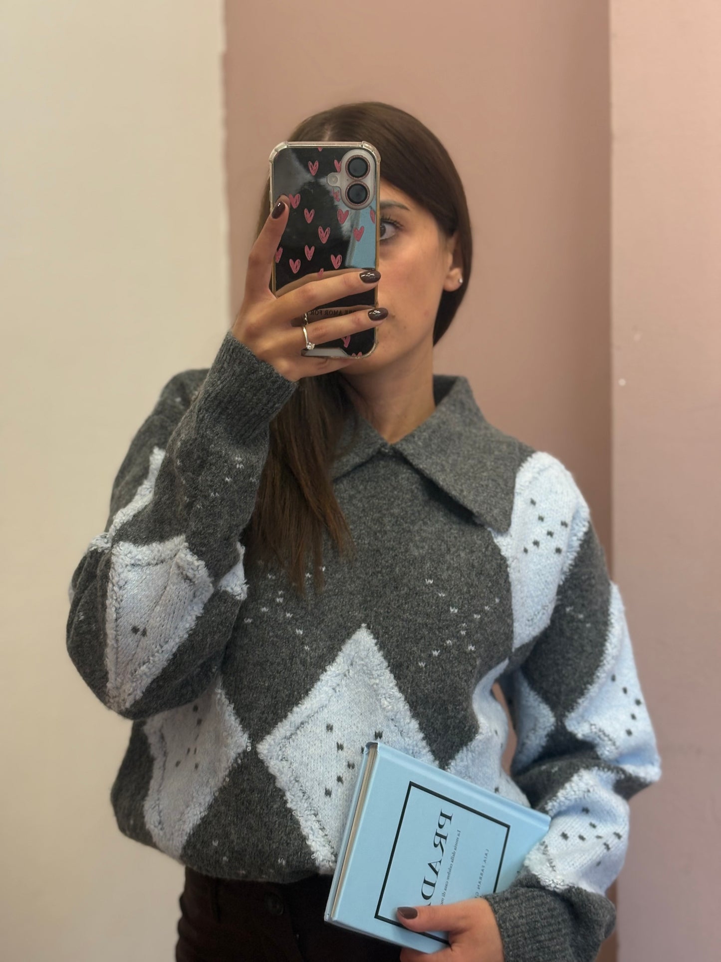 MAGLIONE ROMBI AZZURRO