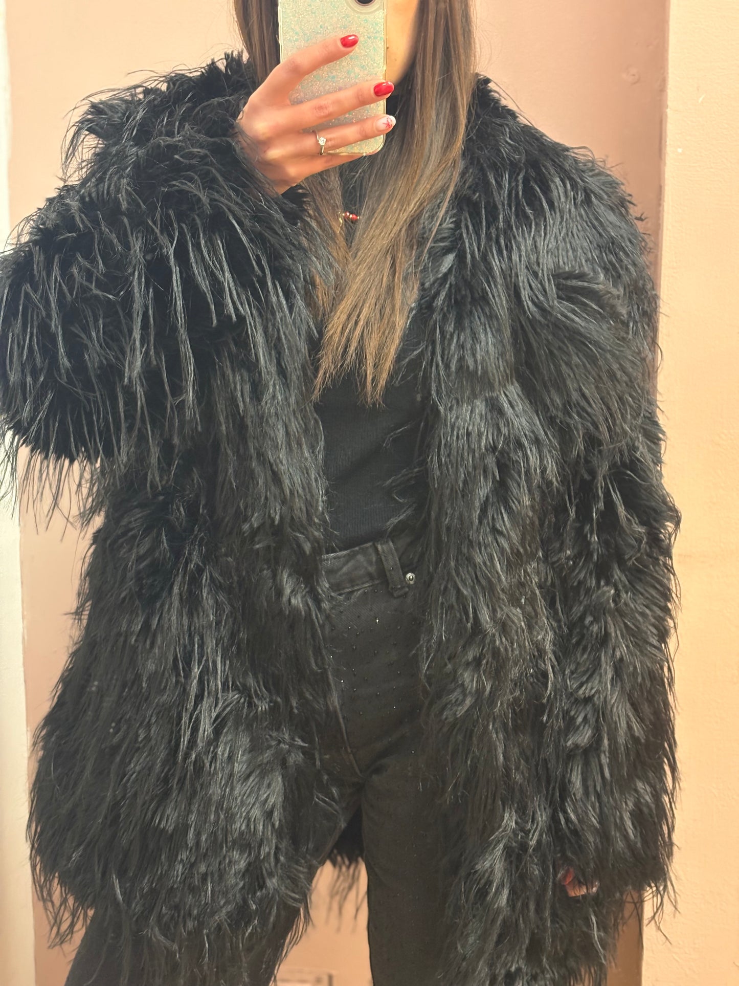 CAPPOTTO PELLICCIA NERO