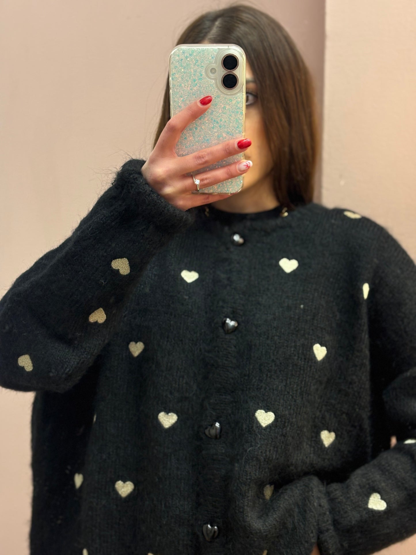 CARDIGAN NERO CUORI