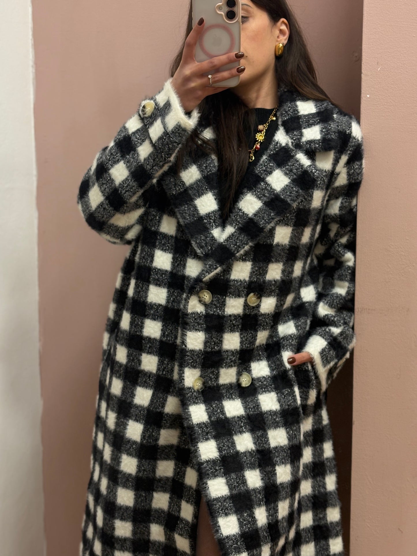 CAPPOTTO SCACCHI NERO