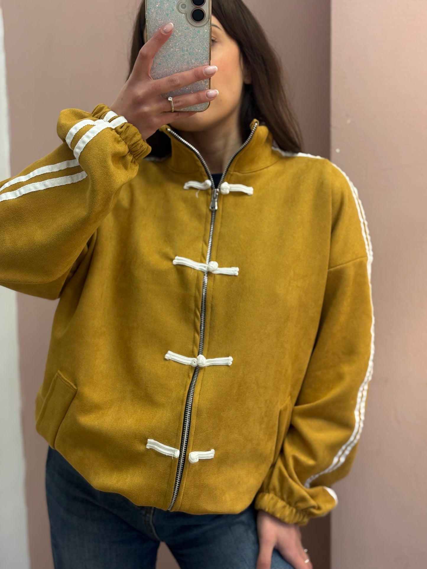 FELPA ZIP CON COLLO ALTO