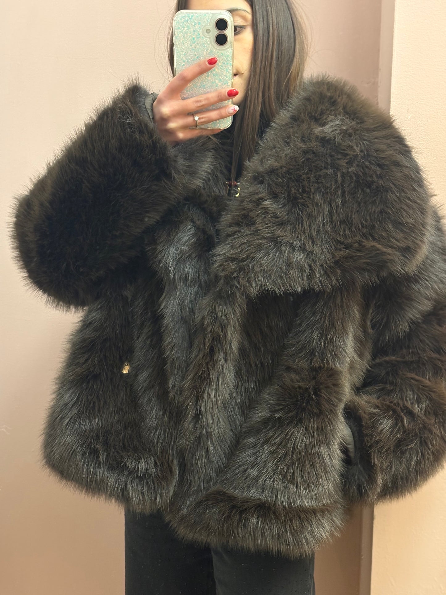 CAPPOTTO PELLICCIA CIOCCOLATO