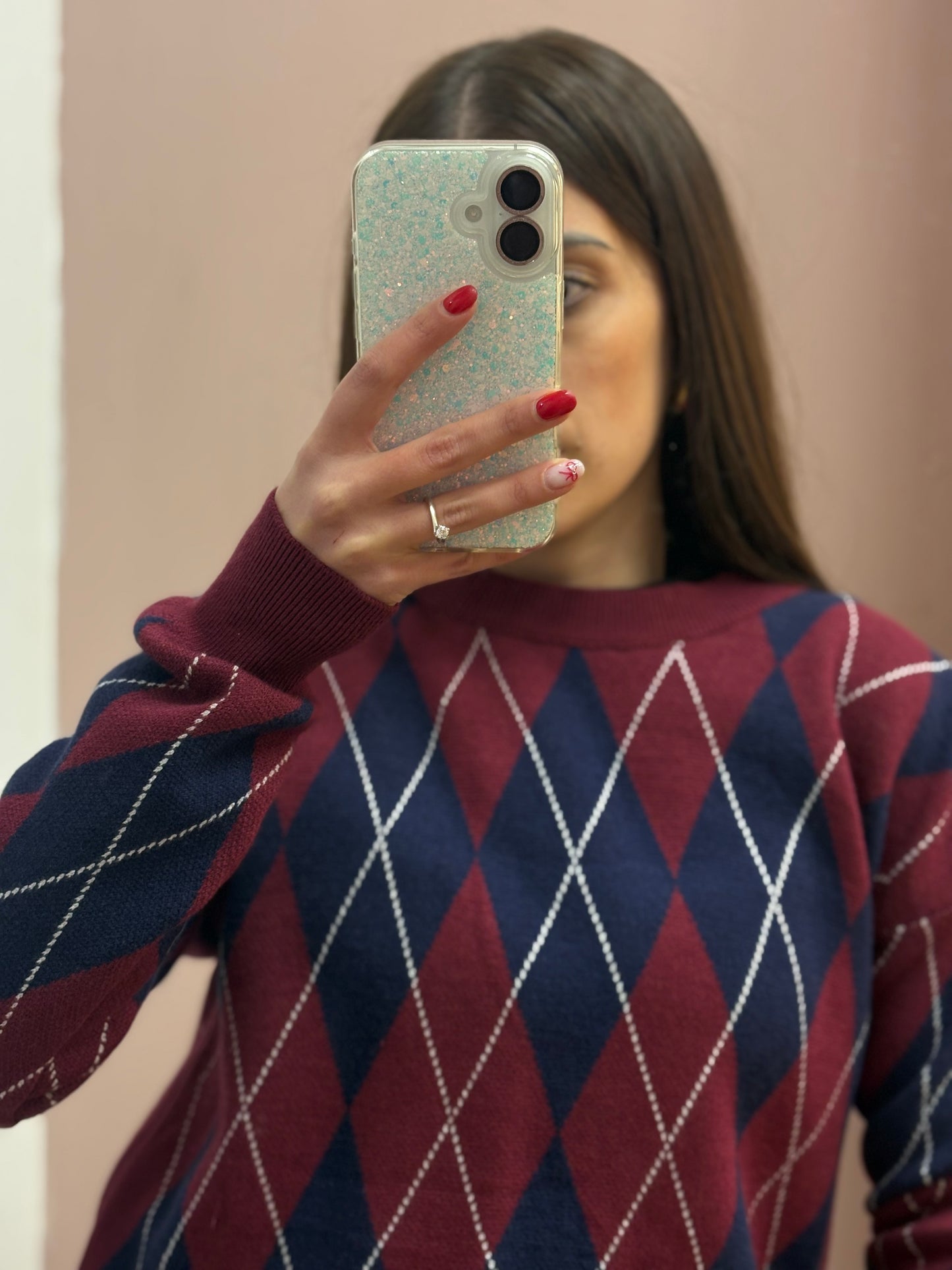 MAGLIONE A ROMBI BLU