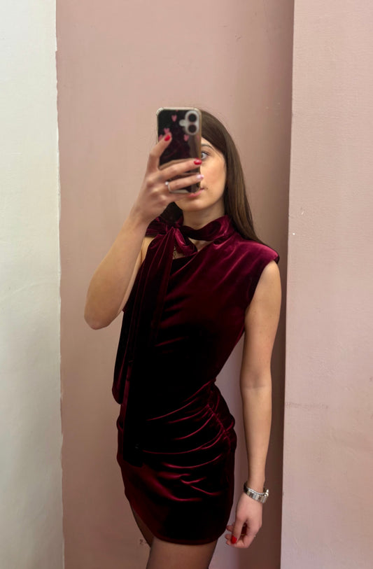 ABITO VELLUTO BORDEAUX