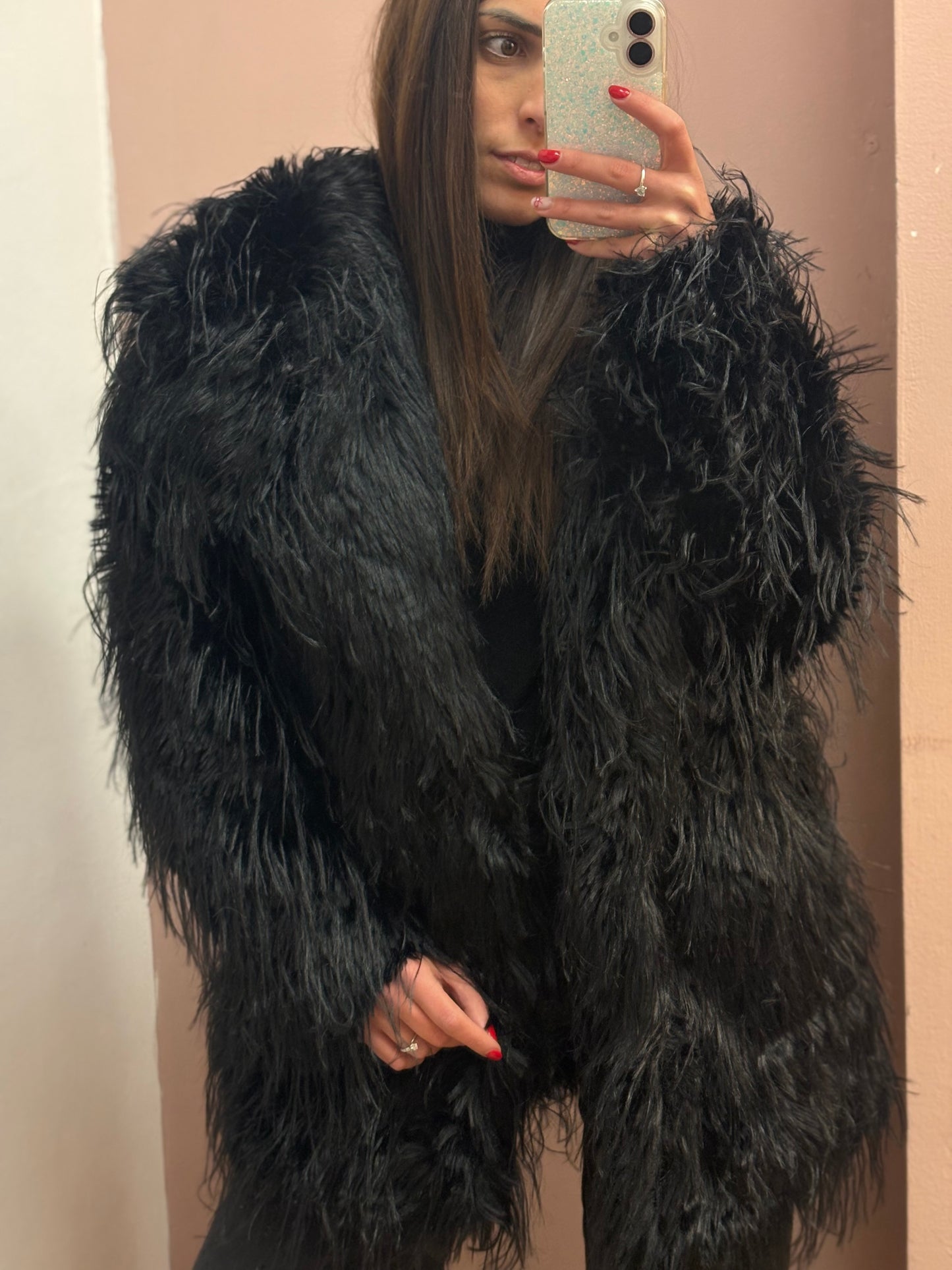 CAPPOTTO PELLICCIA NERO