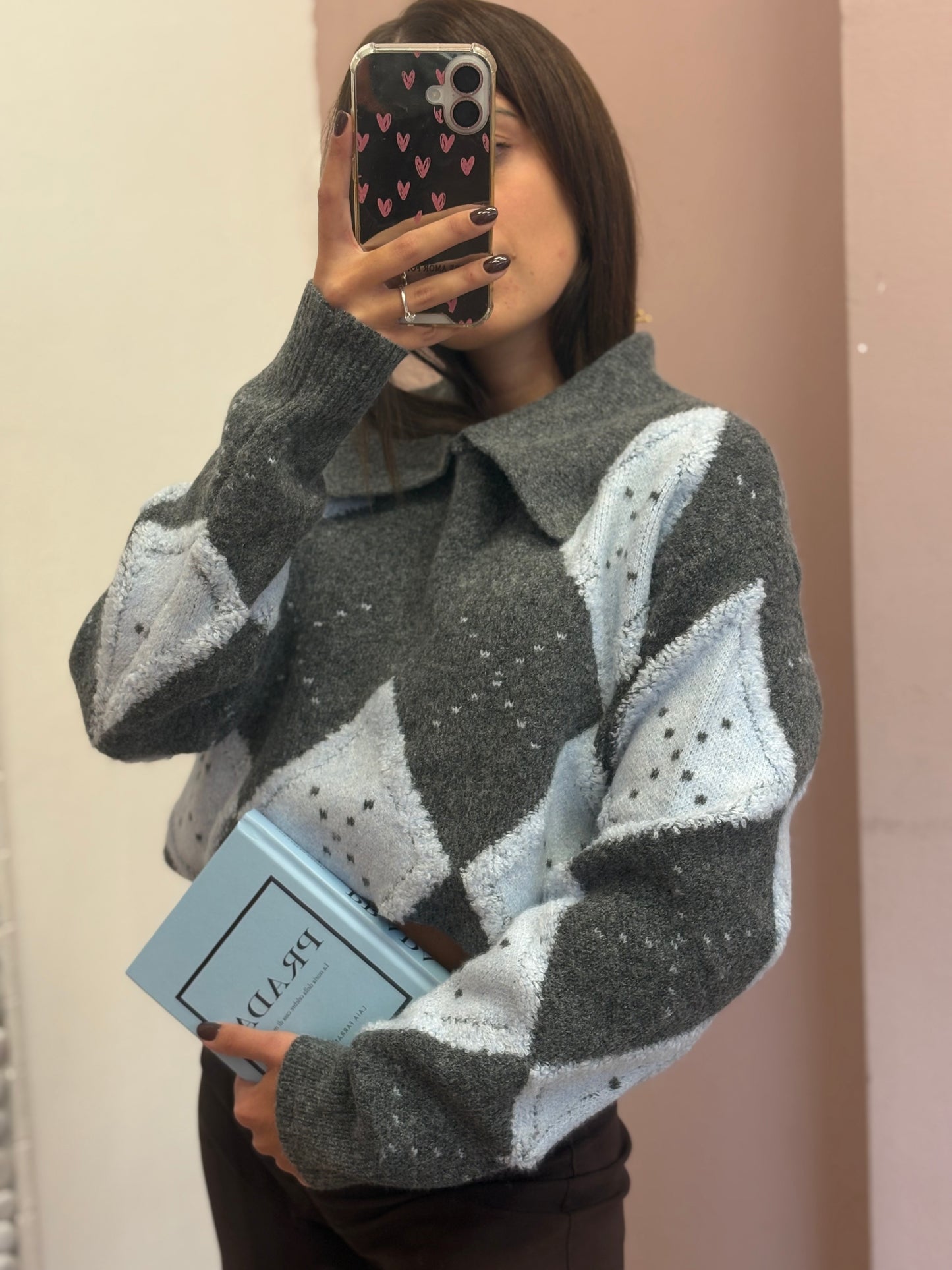 MAGLIONE ROMBI AZZURRO