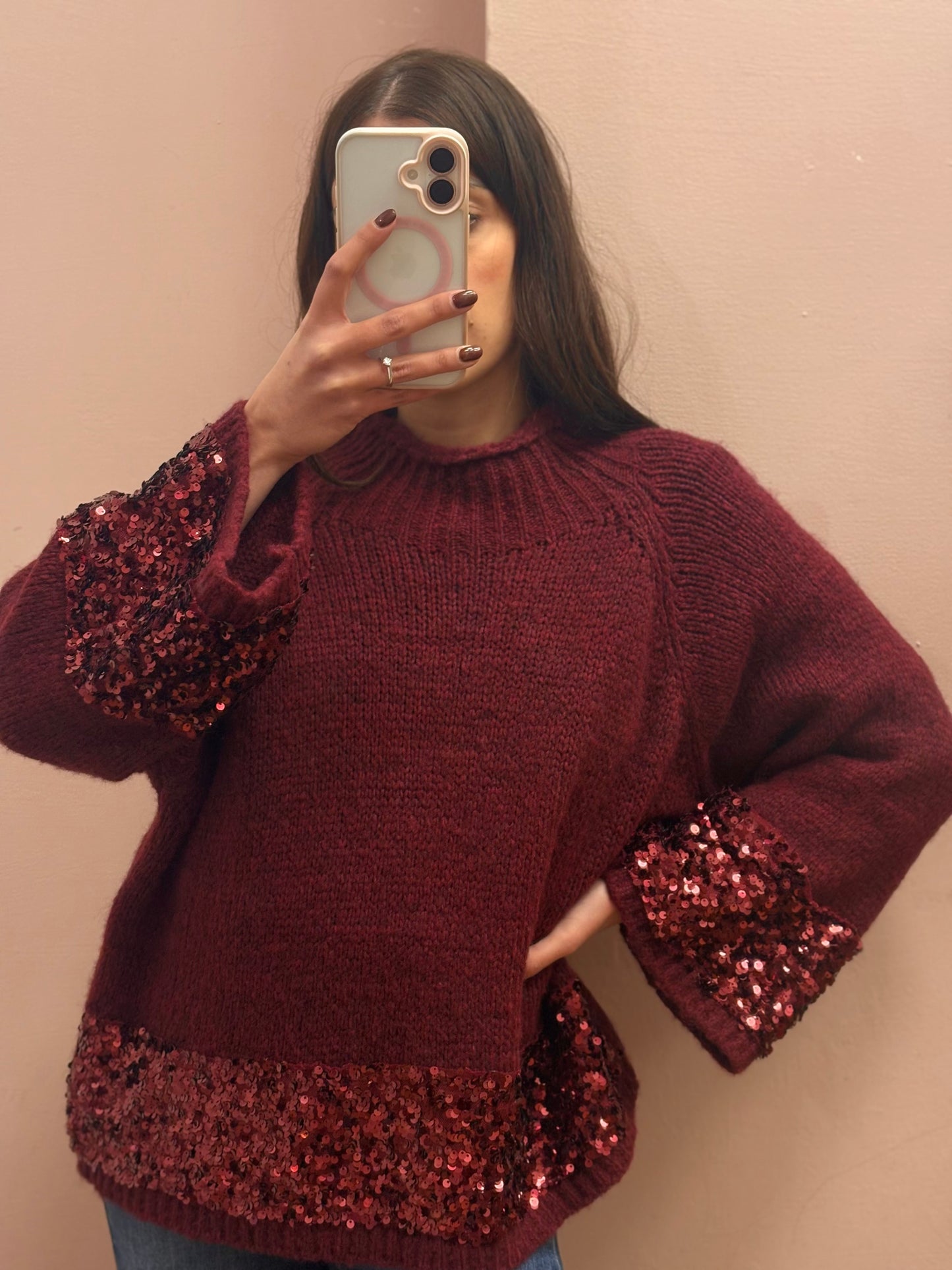 MAGLIONE STRASS BURGUNDY